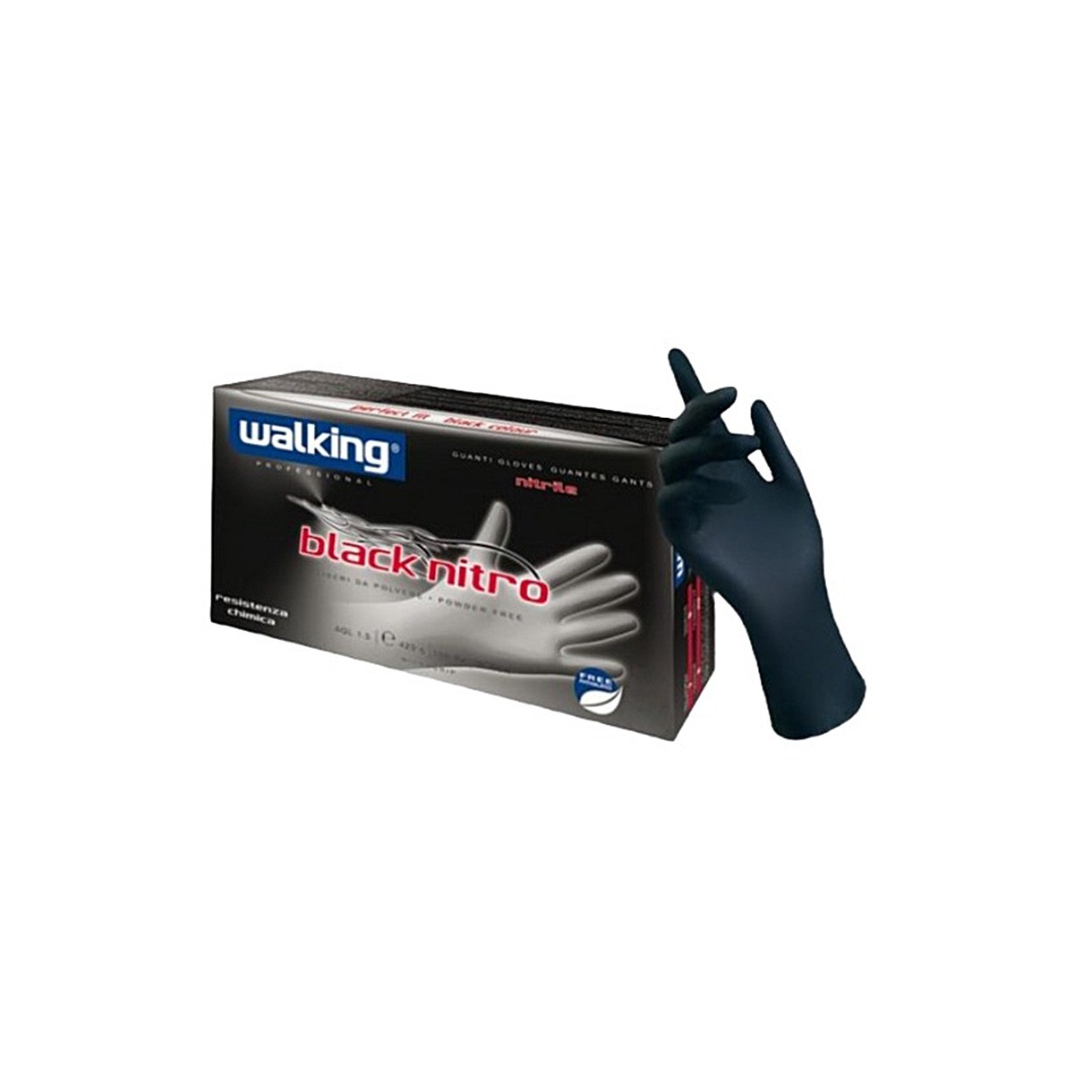 Walking Black Nitro guanti in nitrile neri 100 pz