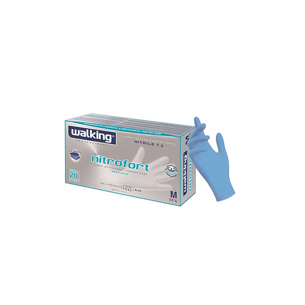 Walking Nitrofort guanto in nitrile riutilizzabile 100 pz