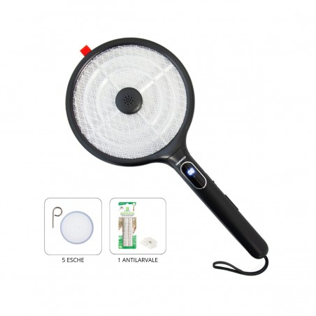 Kit Racchetta Nera Antizanzare + esche e antilarvale