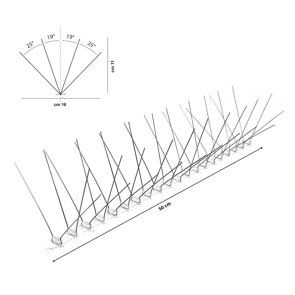OSD Dissuasore Inox 80 Spilli 100 mm, angolazione 16 cm