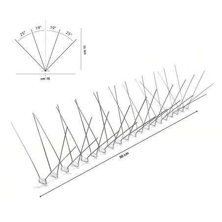 OSD Dissuasore Inox 80 Spilli 100 mm, angolazione 16 cm